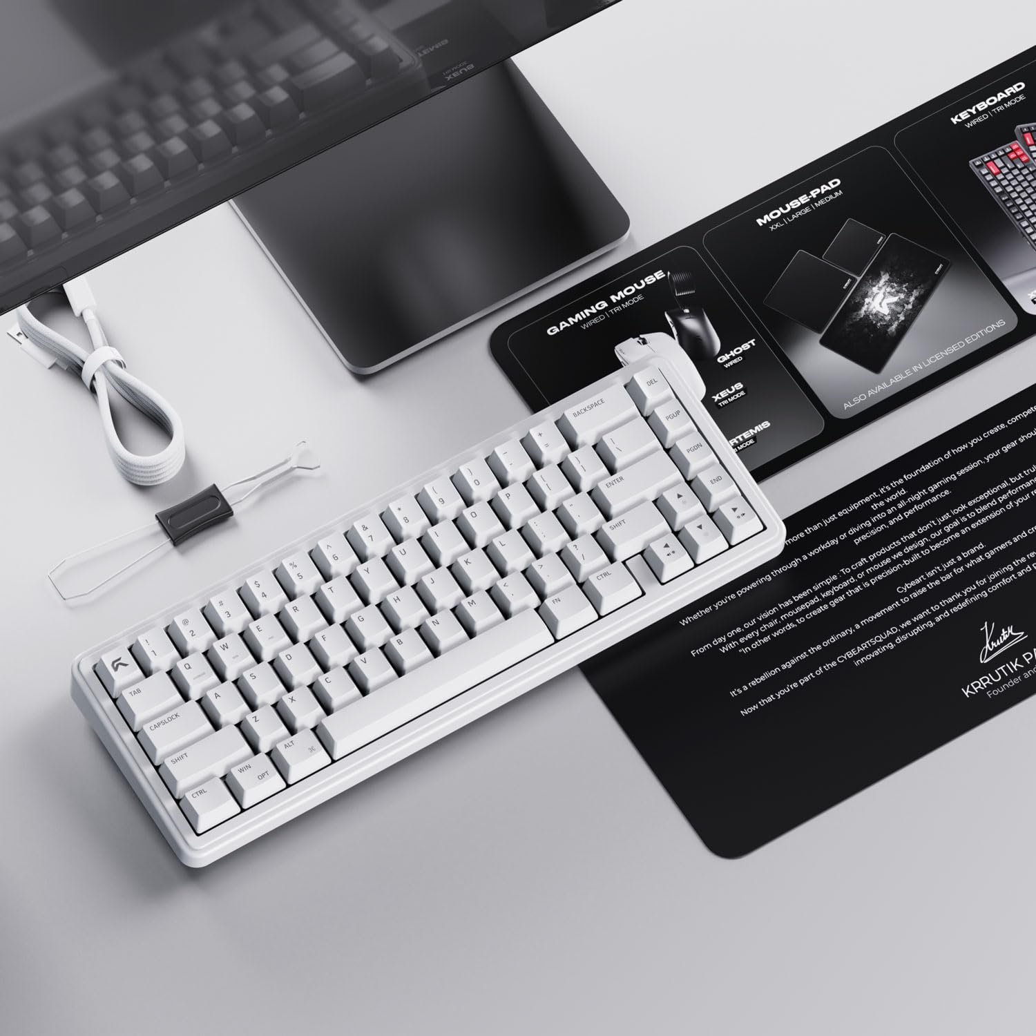Akula 65 - Compact 65% Wireless RGB Mechanical Keyboard White - Image 8