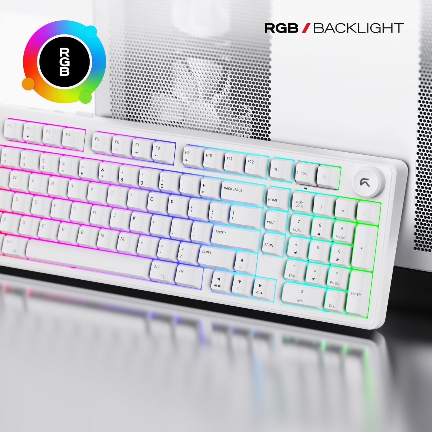 Cybeart | Akula 99 - Compact Full Size Wireless RGB Mechanical Keyboard | MKI Pre-Lubed Switches | 8000 mAh Battery | 5-Layer Gasket | Hot-Swappable | Tri-Mode (White) - Image 12