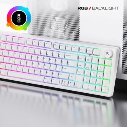 Cybeart | Akula 99 - Compact Full Size Wireless RGB Mechanical Keyboard | MKI Pre-Lubed Switches | 8000 mAh Battery | 5-Layer Gasket | Hot-Swappable | Tri-Mode (White)