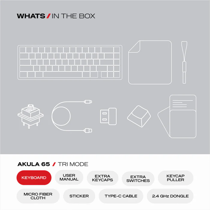 Akula 65 - Compact 65% Wireless RGB Mechanical Keyboard - Image 9