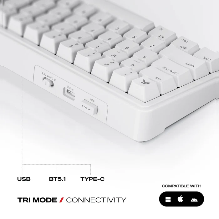 Akula 65 - Compact 65% Wireless RGB Mechanical Keyboard White - Image 2